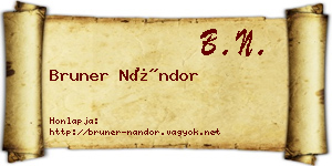 Bruner Nándor névjegykártya